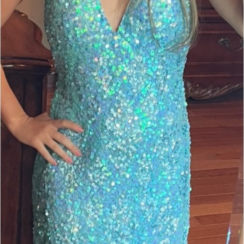 Primavera light blue Sparkling Sequin Dress - Picture 5 of 7